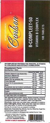 Photo of the Carlson B-Compleet-50 label