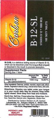 Photo of the Carlson B-12-SL label