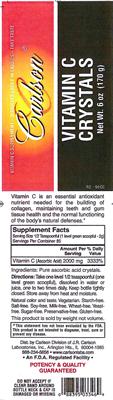 Photo of the Carlson Vitamin C Crystals label