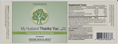 Photo of the HoltraCeuticals My Husband Thanks You label