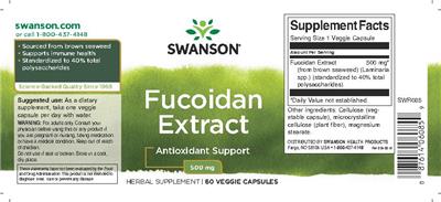Photo of the Swanson Fucoidan Extract 500 mg label