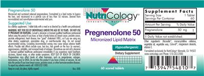 Photo of the NutriCology Pregnenolone 50 label