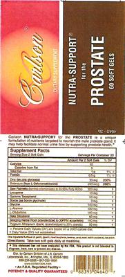 Photo of the Carlson Nutra-Support For The Prostate label