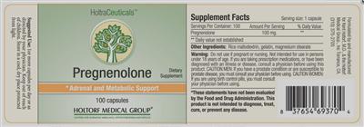 Photo of the HoltraCeuticals Pregnenolone label