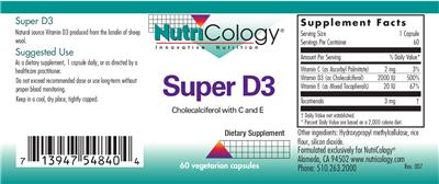 Photo of the NutriCology Super D3 label
