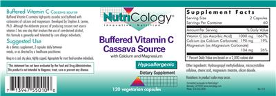 Photo of the NutriCology Buffered Vitamin C Cassava Source with Calcium and Magnesium label