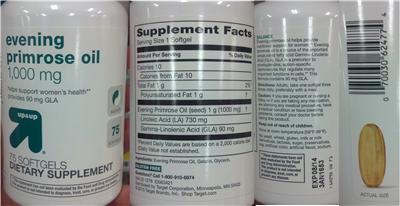 Photo of the up&up Evening Primrose Oil 1,000 mg label