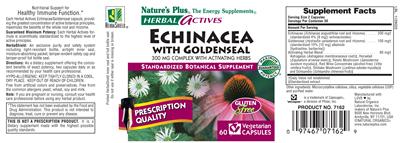 Photo of the Nature's Plus Herbal Actives Echinacea With Goldenseal 300 MG Complex With Activating Herbs label