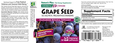 Photo of the Nature's Plus Herbal Actives Grape Seed 50 MG/95% Proanthocyanidins label