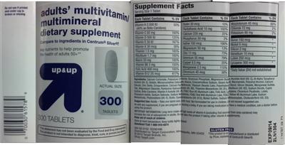 Photo of the up&up Adults' 50+ Multivitamin/Multimineral label