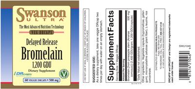 Photo of the Swanson Ultra Delayed Release Bromelain 1,200 GDU 500 mg label