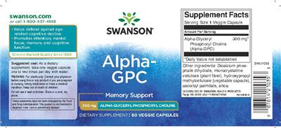 Photo of the Swanson Alpha-GPC 300 mg label