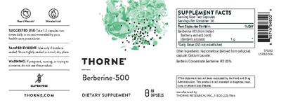Product label for Berberine-500