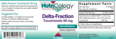 Photo of the NutriCology Delta-Fraction Tocotrienols 50 mg label