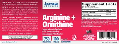 Photo of the Jarrow Formulas Arginine + Ornithine label
