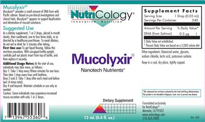 Photo of the NutriCology Mucolyxir label