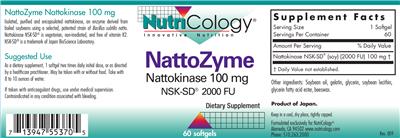 Photo of the NutriCology NattoZyme Nattokinase 100 mg label