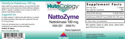 Photo of the NutriCology NattoZyme Nattokinase 100 mg label