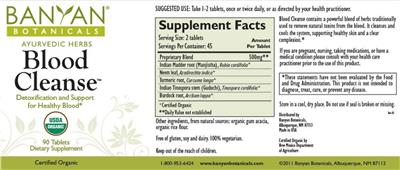 Photo of the Banyan Botanicals Blood Cleanse label