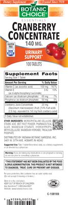 Photo of the Botanic Choice Cranberry Concentrate 140 mg label