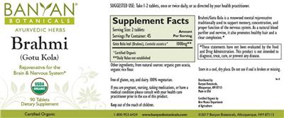 Photo of the Banyan Botanicals Brahmi label