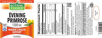 Photo of the Botanic Choice Evening Primrose 1300 mg label