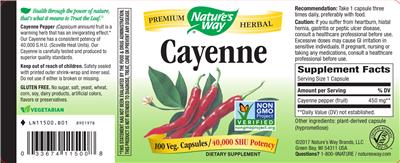Photo of the Nature's Way Cayenne label