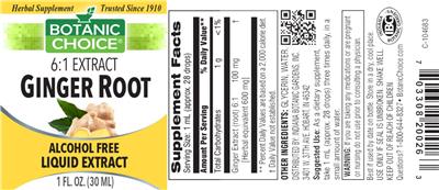 Photo of the Botanic Choice Ginger Root label
