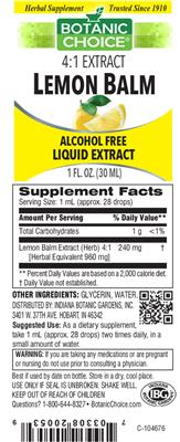 Photo of the Botanic Choice Lemon Balm label