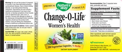 Photo of the Nature's Way Change-O-Life label