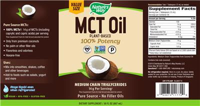 Photo of the Nature's Way MCT Oil label