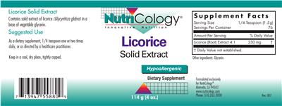 Photo of the NutriCology Licorice Solid Extract label