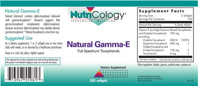 Photo of the NutriCology Natural Gamma-E label