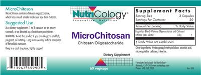 Photo of the NutriCology MicroChitosan label