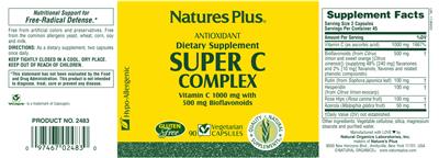 Photo of the Natures Plus Super C Complex label