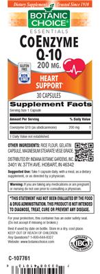 Photo of the Botanic Choice CoEnzyme Q-10 200 mg label