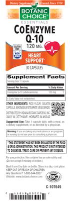 Photo of the Botanic Choice CoEnzyme Q-10 120 mg label