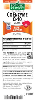 Photo of the Botanic Choice CoEnzyme Q-10 75 mg label