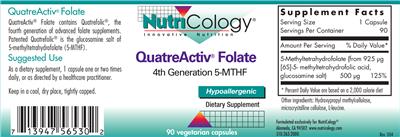 Photo of the NutriCology QuatreActiv Folate label