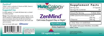 Photo of the NutriCology ZenMind label