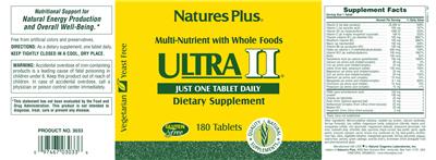 Photo of the Natures Plus Ultra II label