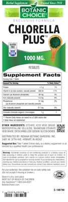 Photo of the Botanic Choice Chlorella Plus 1000 mg label