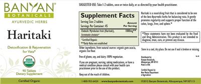 Photo of the Banyan Botanicals Haritaki label