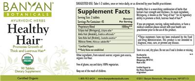Photo of the Banyan Botanicals Healthy Hair label