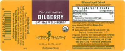 Photo of the Herb Pharm Bilberry label