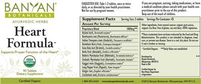 Photo of the Banyan Botanicals Heart Formula label