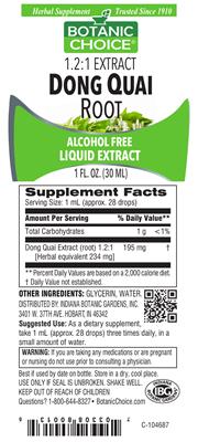 Photo of the Botanic Choice Dong Quai Root label