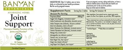 Photo of the Banyan Botanicals Joint Support label