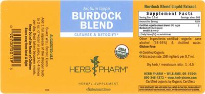Photo of the Herb Pharm Burdock Blend label