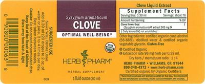 Photo of the Herb Pharm Clove label